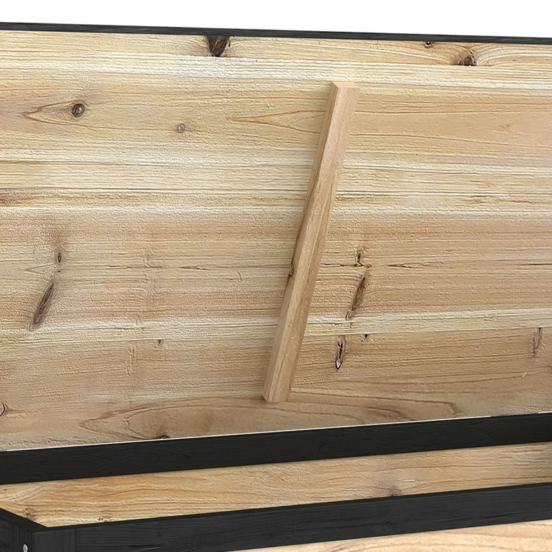 Outsunny Tuinopbergbox, 121 liter, 2 wielen, weerbestendig, metalen frame, natuurlijk hout, 100x50x43 cm