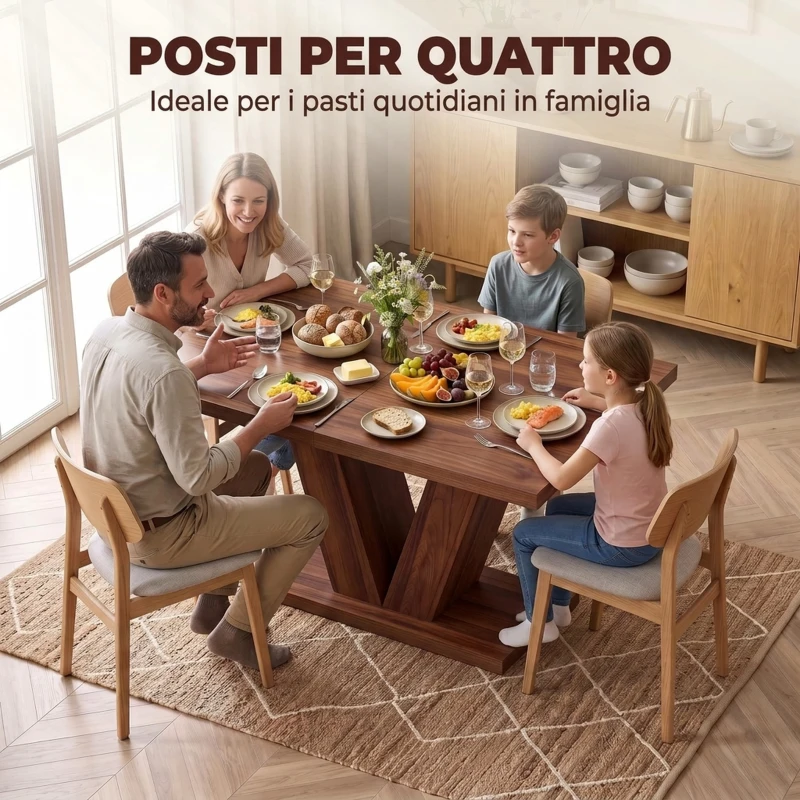 HOMCOM Tavolo da Pranzo Rettangolare per 4 Persone, 120x80 cm, Noce