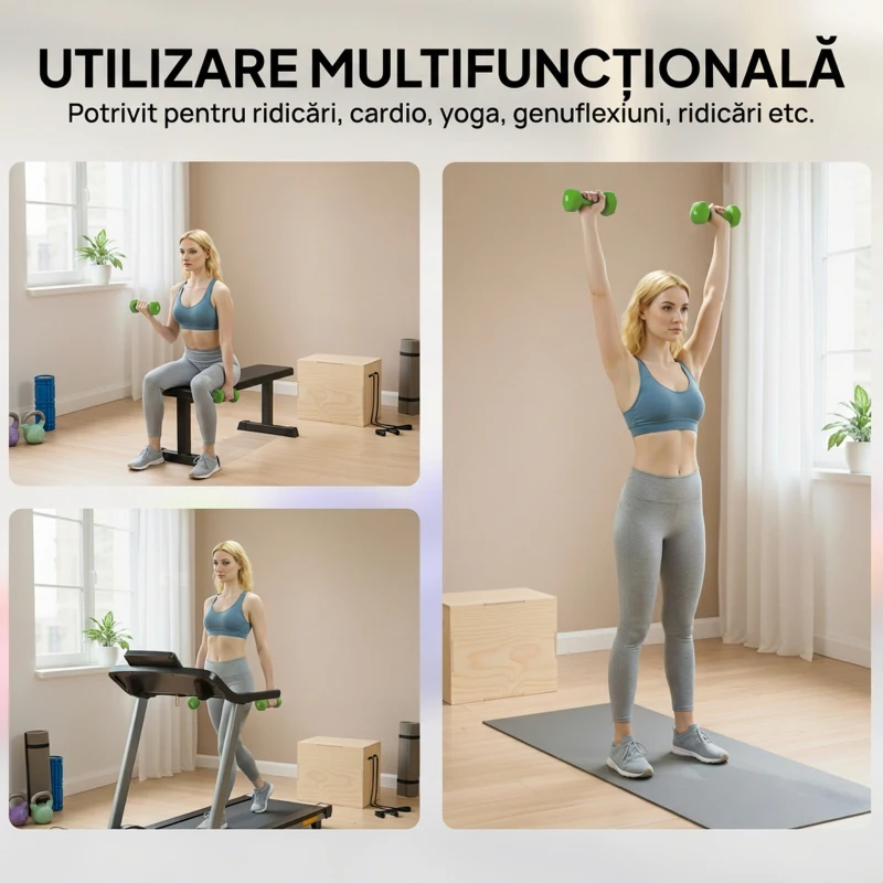 HOMCOM Set 4 Gantere Hexagonale de 20 kg în Total din Oțel și PU de la 1 la 4 kg, Multicolor