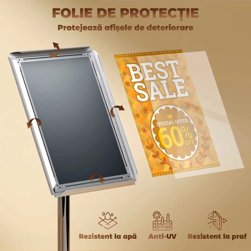HOMCOM Suport pentru Poster A3 cu Înălțime și Înclinare Reglabilă, Oțel și Aluminiu, Argintiu