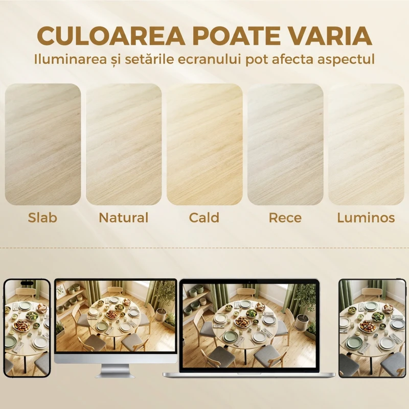 HOMCOM Masă Pliabilă pentru 2-6 Persoane, Cadru Dublu X din Oțel, Finisaj Natural