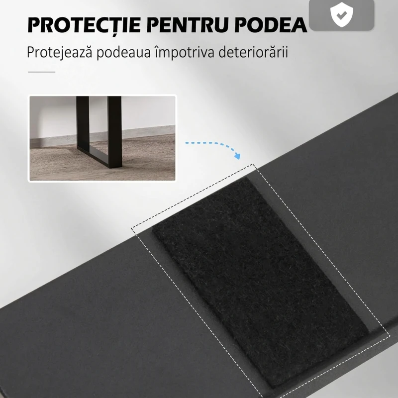 HOMCOM Set 2 picioare pentru masă dreptunghiulare, stil industrial, din oțel, capacitate 60 kg, 60x8x72 cm, negru