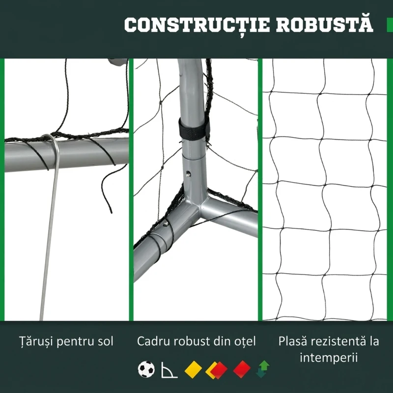 SPORTNOW Plasa de fotbal pentru gradina cu tarusi de sol
