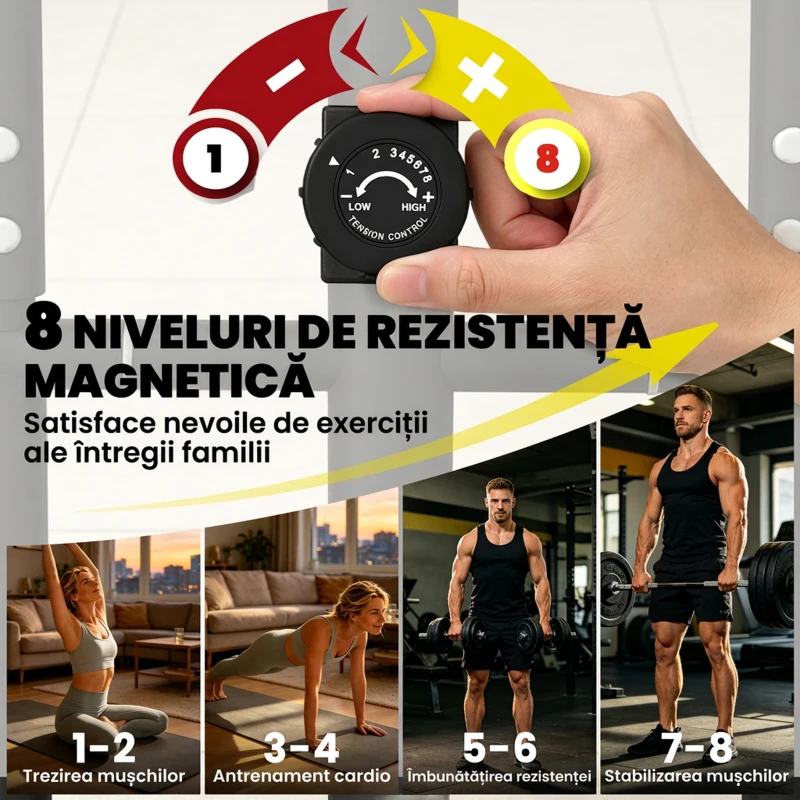 Bicicletă Eliptică SPORTNOW pentru Acasă, Silențioasă și Magnetică, Compatibilă cu Aplicații