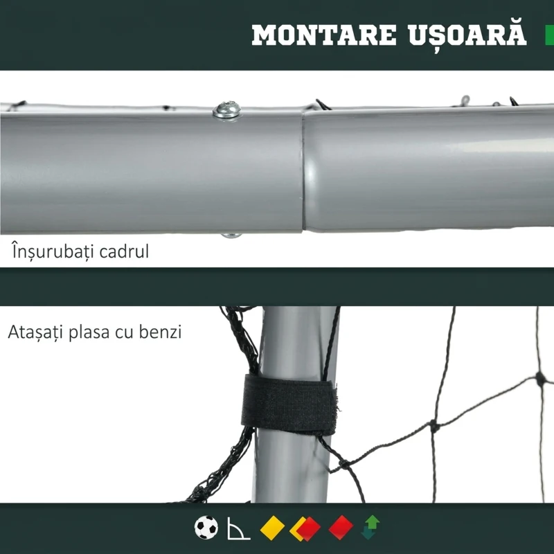 SPORTNOW Plasa de fotbal pentru gradina cu tarusi de sol