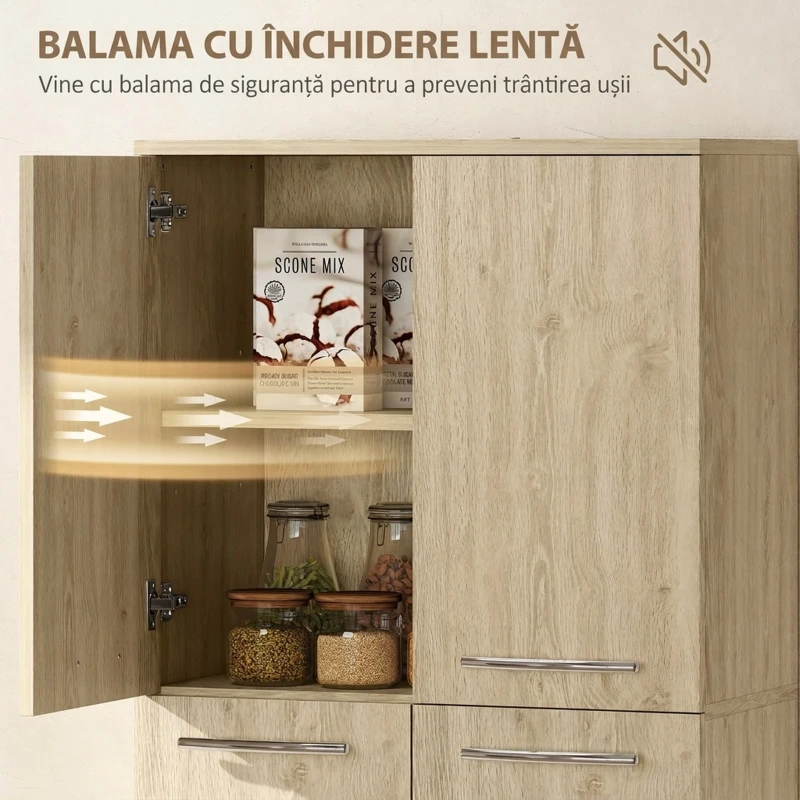 HOMCOM Mobilier de Depozitare Minimal cu 2 Dulapuri și Rafturi Reglabile, din Lemn culoare Stejar, 59x31x155 cm