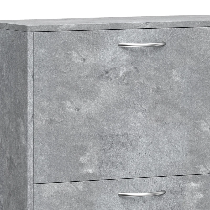 HOMCOM Mueble para Zapatos 12 Pares, Armario para Zapatos Estrecho Moderno, 2 Cajones Abatibles y Estantes Regulables, Gris
