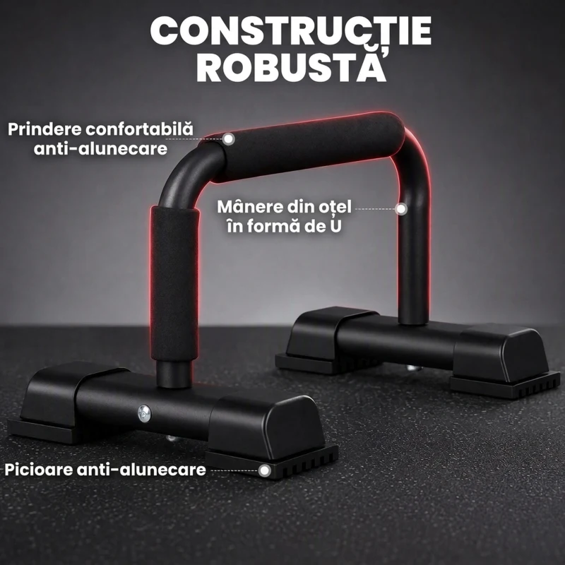 HOMCOM Set de 2 bare paralele din oțel cu mânere antiderapante din EPE, 36x25x20 cm, negru