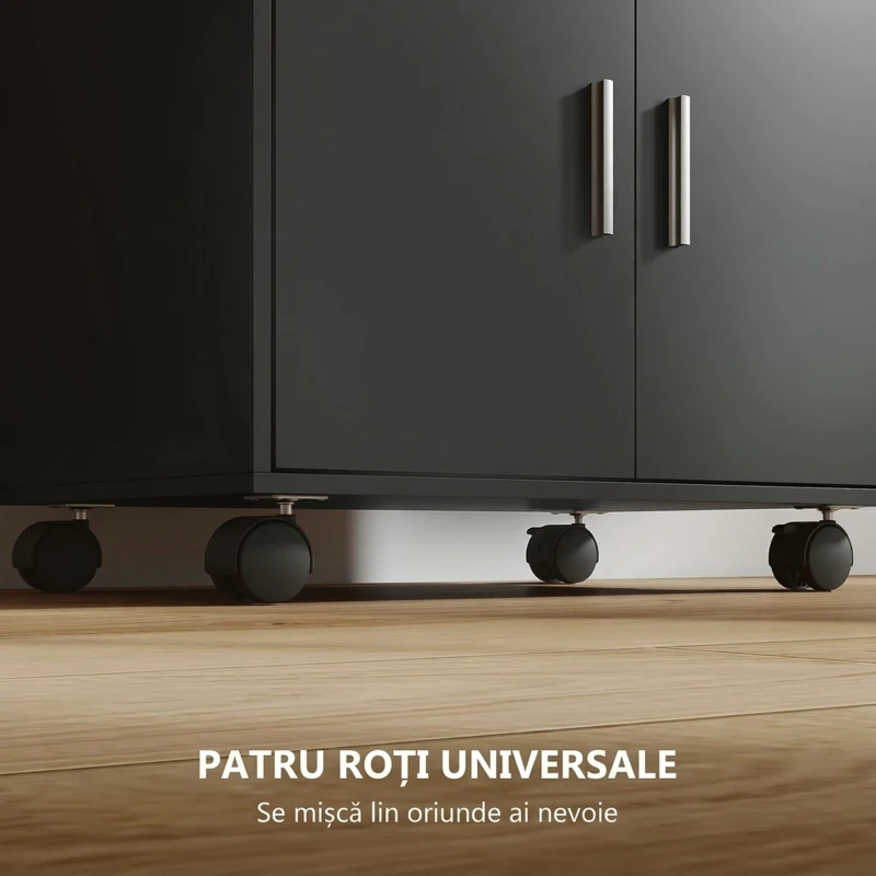 HOMCOM Dulap pentru microunde din lemn cu sertar, dulap cu 2 uși și 2 rafturi, 59x40x92 cm, negru