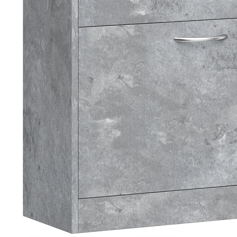 HOMCOM Mueble para Zapatos 12 Pares, Armario para Zapatos Estrecho Moderno, 2 Cajones Abatibles y Estantes Regulables, Gris