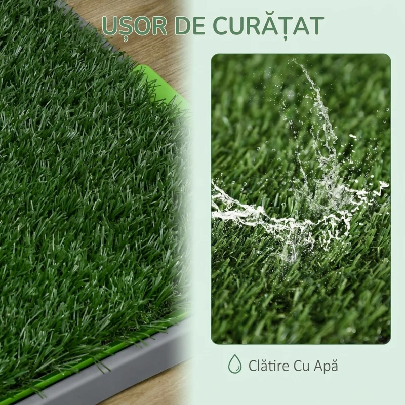 PawHut Toaletă pentru câini cu gazon sintetic, iarbă de schimb și tavă inferioară pentru interior și exterior, 67x41x3.5 cm