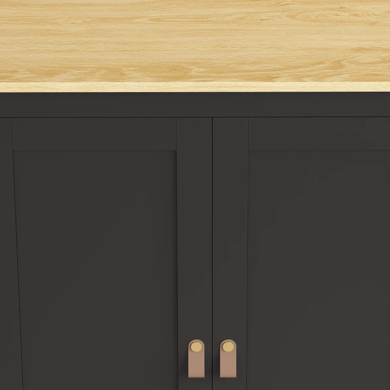 HOMCOM Buffet de cocina, mueble alto de cocina con LED regulable y detector de movimiento, 80 x 40 x 176,5 cm, negro