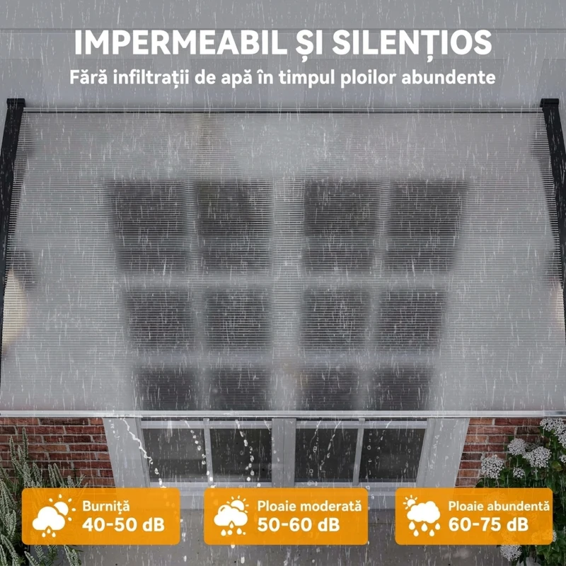 Outsunny Copertina Exterior Curbata – Cu Panouri din Policarbonat