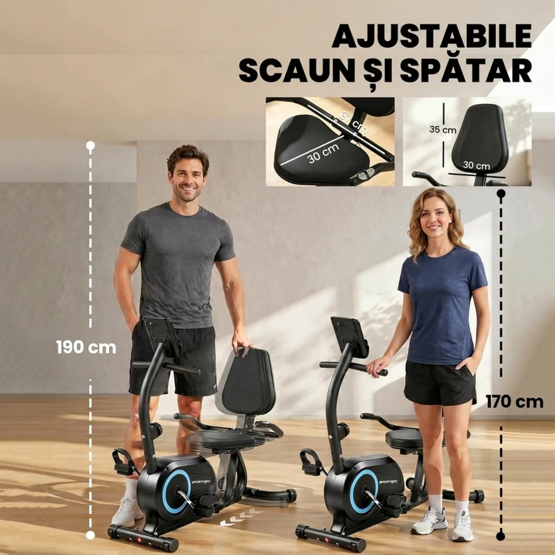SPORTNOW bicicletă orizontală recumbentă pentru uz casnic