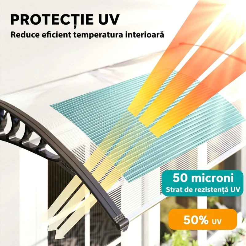 Outsunny Copertina Exterior Curbata – Cu Panouri din Policarbonat