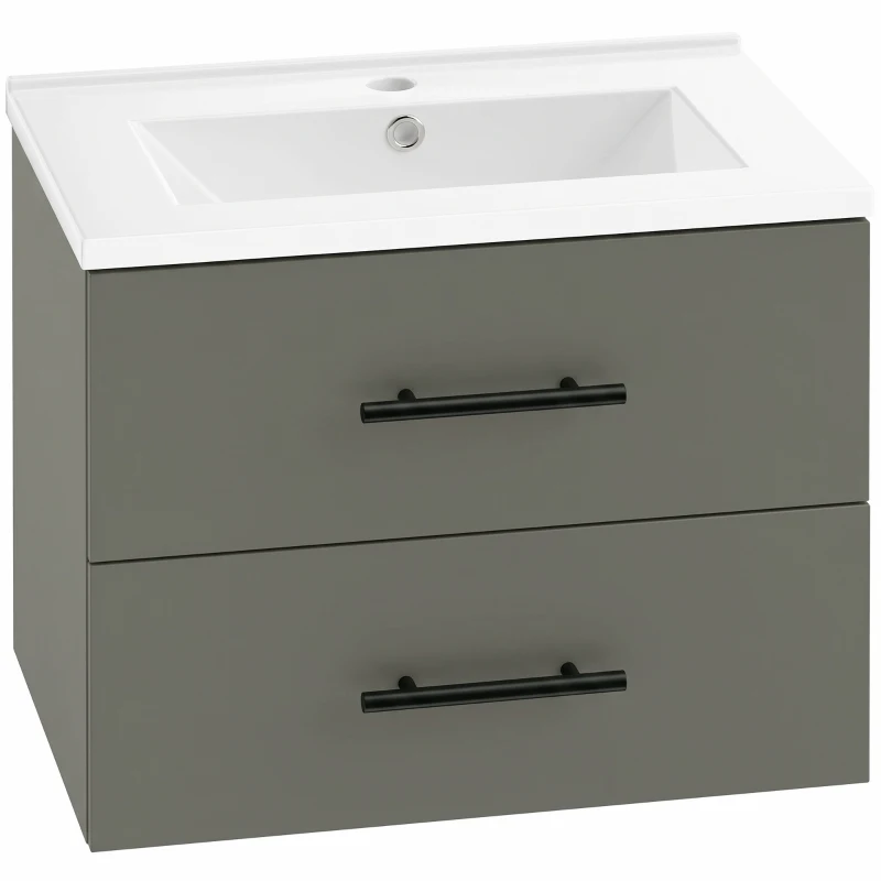 HOMCOM Dulap pentru Baie cu Lavoar din Ceramică, 2 Sertare, 61 x 40 x 48 cm, Verde