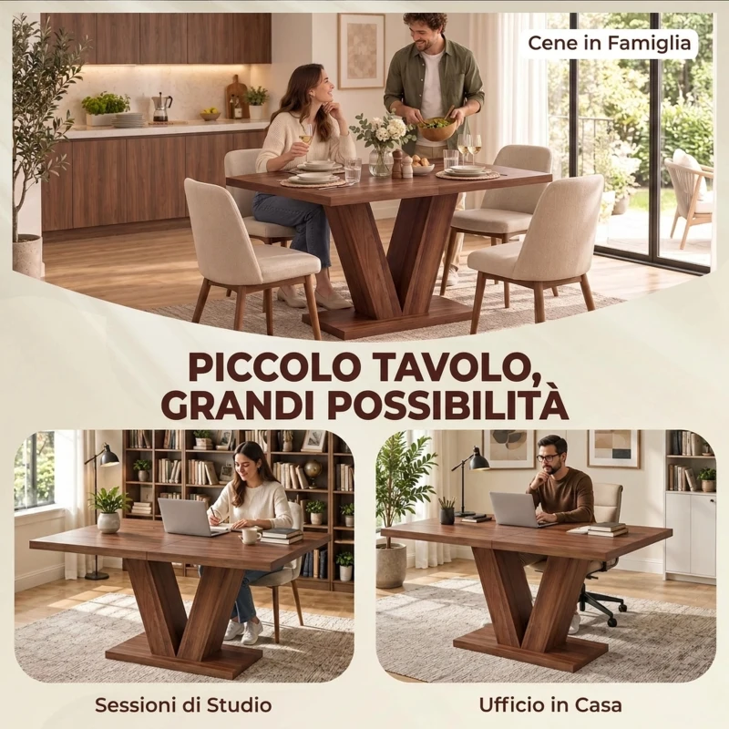HOMCOM Tavolo da Pranzo Rettangolare per 4 Persone, 120x80 cm, Noce