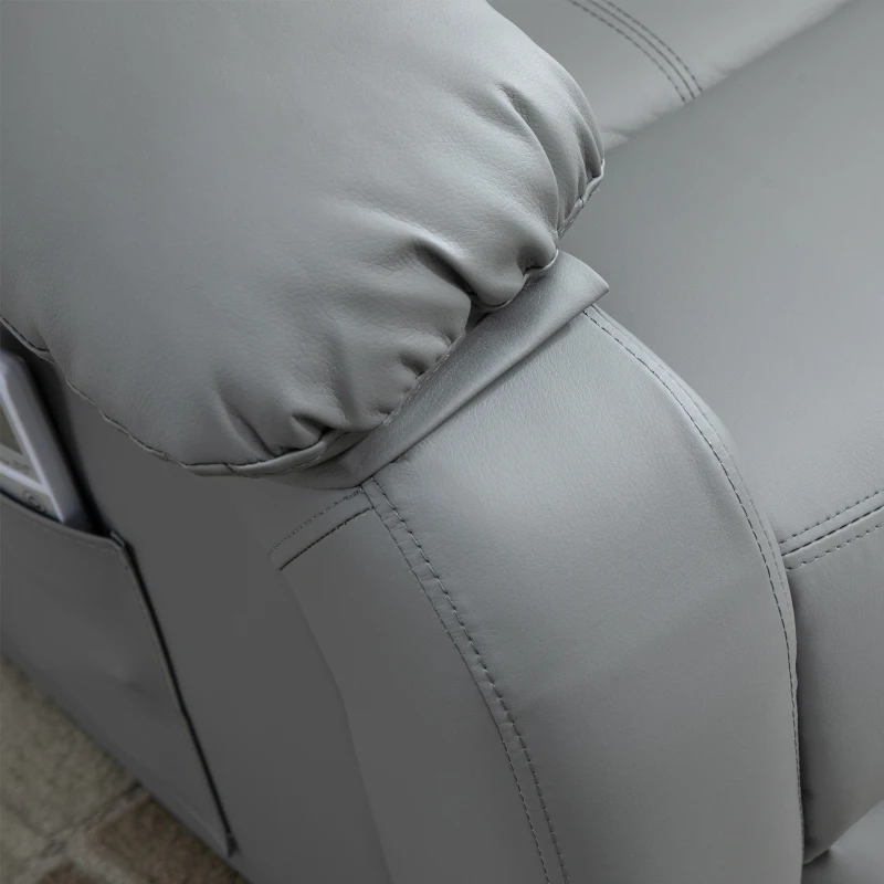 HOMCOM Riser and Recliner Chair with Massage, PU Leather Power Electric Lift Chair for Elderly with High Back, Grey