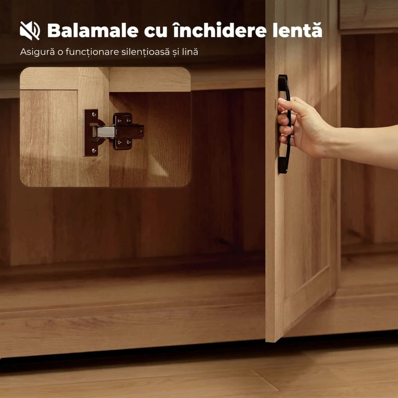 HOMCOM Dulap de Bucătărie cu 2 Sertare și 3 Dulapuri, Rafturi Ajustabile, 120x38x79 cm, Stejar