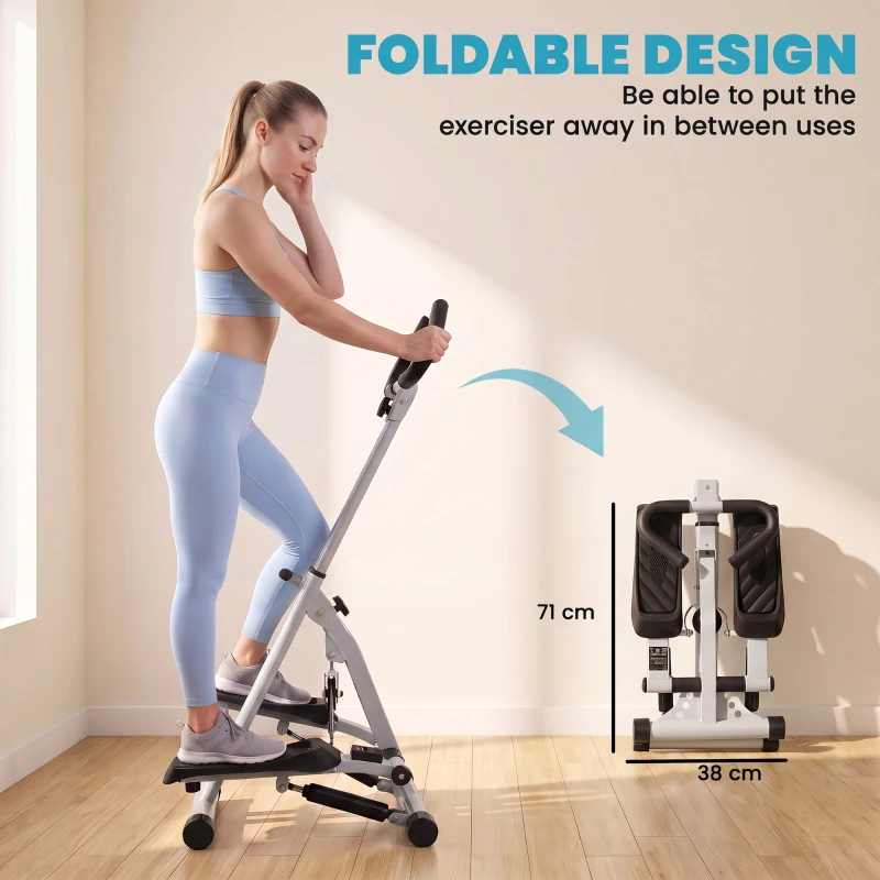 HOMCOM Stepper w/ Handle Hand Grip Workout Fitness Machine For Fitness Aerobic Exercise Home Gym Grey