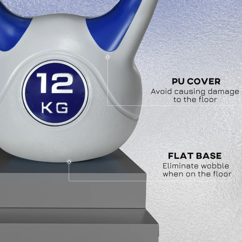 SPORTNOW Kettlebell, 12kg Kettle Bells with Handle for Home Gym Weight Lifting and Strength Training, Dark Blue and Grey