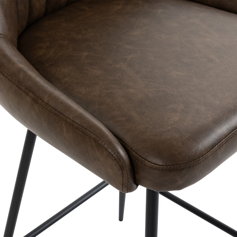 HOMCOM Bar Stools Set of 2, Swivel Counter Height Barstools with PU Leather, for Kitchen Island, Dining Room, Dark Brown