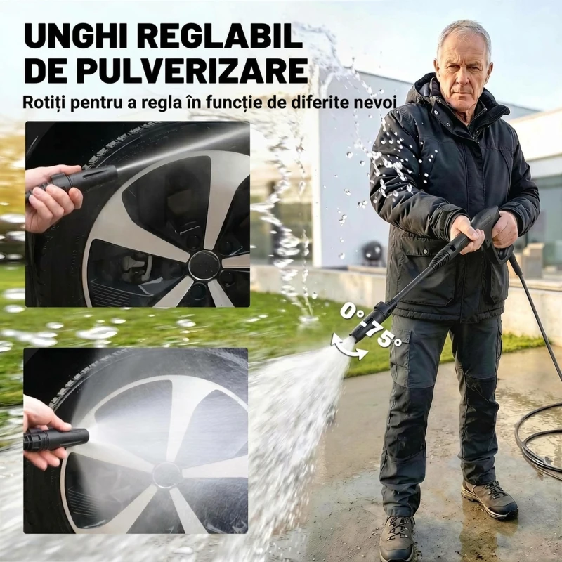 Outsunny Mașină de Spălat cu Presiune 1500 W, 120 Bari, Debit 390 L/h, Electrică cu Duza Reglabilă, Albastru