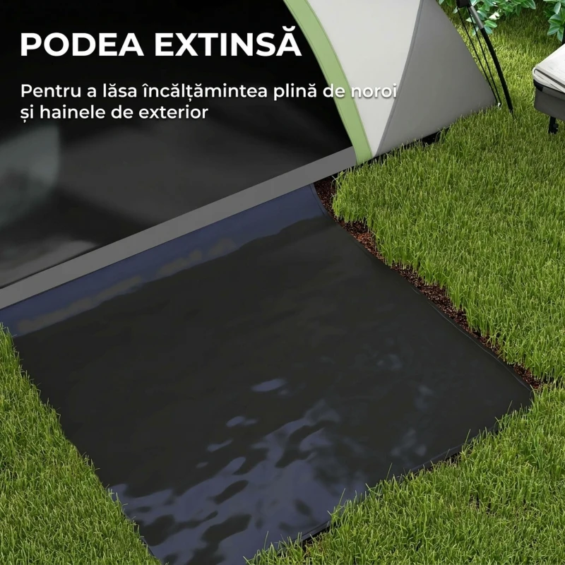 Outsunny Cort de Camping pentru 2 Persoane cu Fereastră din Plasă, din Poliester, Fibra de Sticlă și PE, 210x150x110 cm, Gri și Verde
