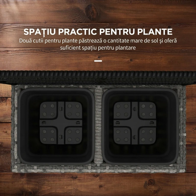 Outsunny Pat De Flori De Sine Statator Cu Doua Cutii De Plante Pentru Gradina 57x30x107cm Mixt Gri