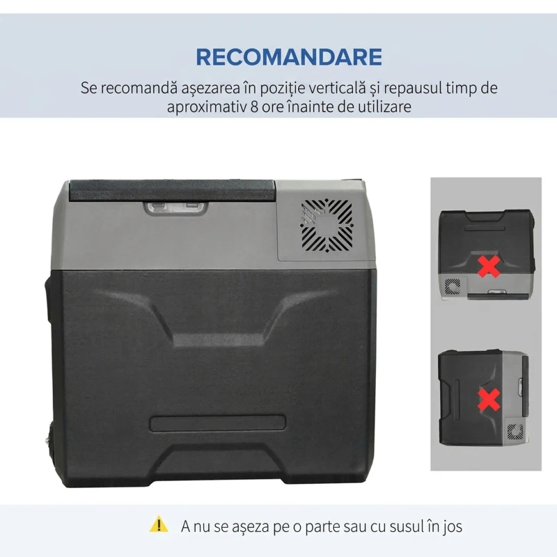 HOMCOM Frigider auto de 50L cu panou tactil, mâner și 2 roți, din aluminiu și plastic, 58.6x37.8x54.5 cm, gri