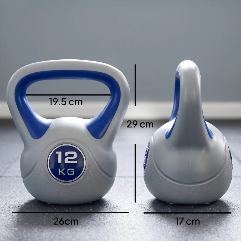 SPORTNOW Kettlebell, 12kg Kettle Bells with Handle for Home Gym Weight Lifting and Strength Training, Dark Blue and Grey