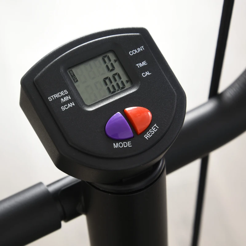 HOMCOM stepper met handgrepen trainingsriemen sidestepper hometrainer LCD-display staal(m-4)