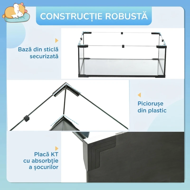 PawHut Cușcă pentru Hamsteri cu 3 Niveluri, Roată, Rampe și Bază Detașabilă, 60x40x57cm, Negru
