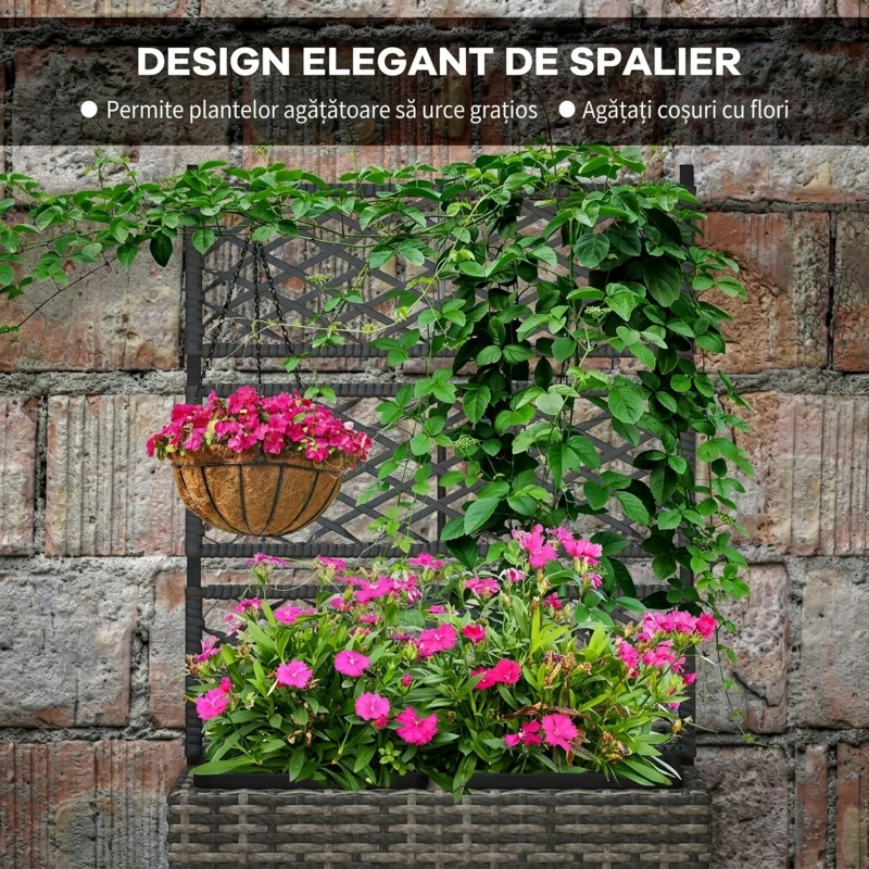 Outsunny Pat De Flori De Sine Statator Cu Doua Cutii De Plante Pentru Gradina 57x30x107cm Mixt Gri