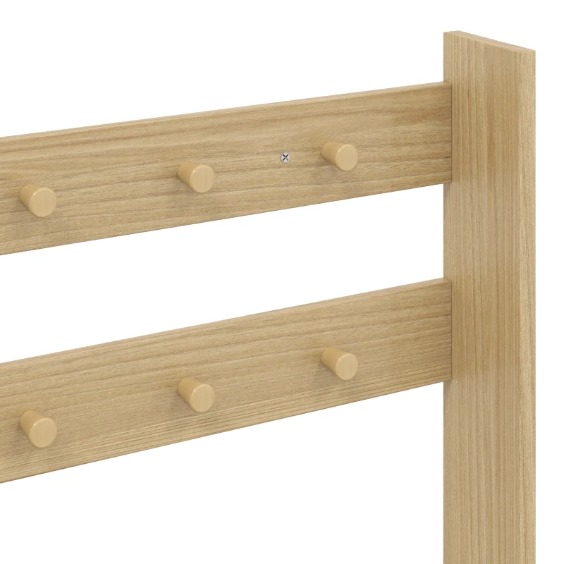 HOMCOM Porte-Manteau 2 en 1, Meuble d'Entrée avec Meuble à Chaussures, Portes Effet Rotin et 8 Crochets, Bois Naturel