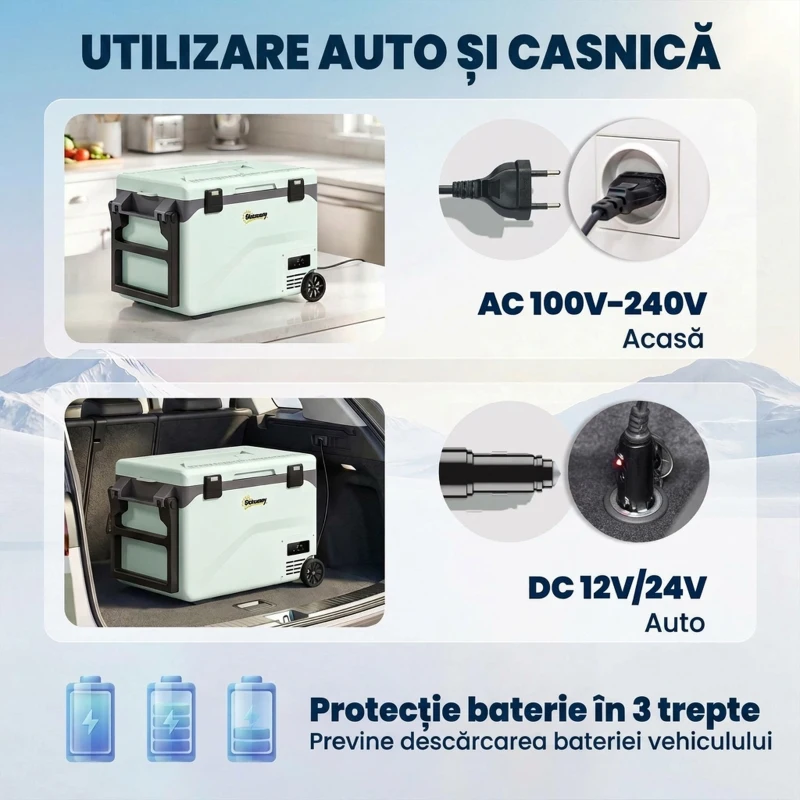 Outsunny Frigider Portabil 42,5L cu Compresor și Control prin Aplicație, -20℃ la 20℃