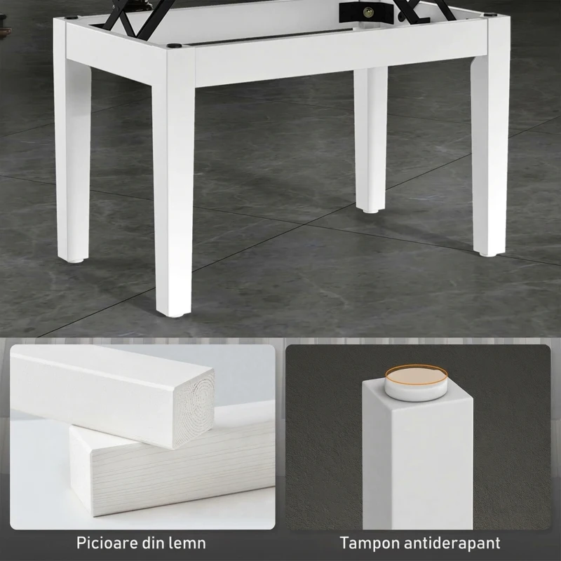 HOMCOM Taburet Pian Reglabil cu Spațiu de Depozitare și Șezut Tapițat, 54,5x33x48-58 cm, Alb