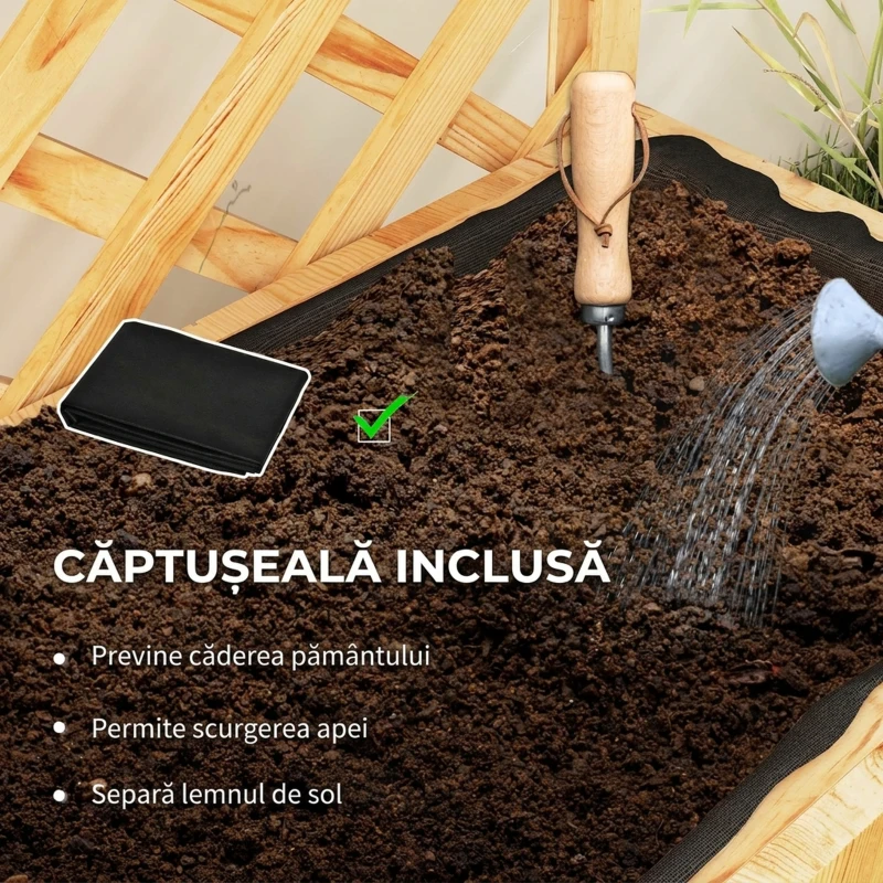 Outsunny Jardinieră cu Spalier pentru Plante Cățărătoare, Orificii de Drenaj și 2 Rafturi, din Lemn de Molid, 76x33x177 cm