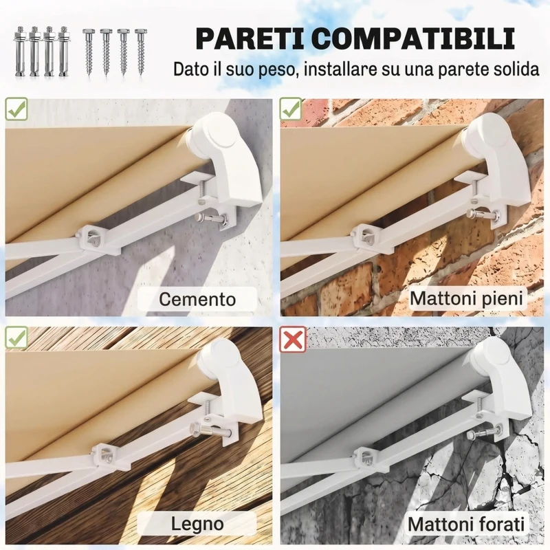 Outsunny Tenda da Sole Avvolgibile a Caduta con Manovella, in Alluminio e Poliestere, 3x2.5m, Beige
