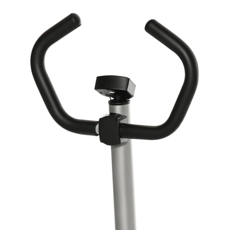 HOMCOM stepper met handvat fitness hometrainer voor thuis, klein fitnessapparaat voor been- en bodemtraining met LCD-scherm, instelbare snelheid Metaal ABS Zwart + Zilver 55 x 53 x 118-128 cm(m-10)