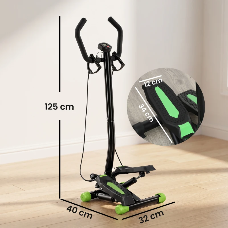 HOMCOM Twister Stepper, Step Machine w/ Resistance Bands, LCD Display and Handlebar, Steppers for Exercise Workout Home Gym Office