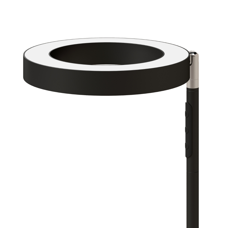 HOMCOM 42W LED vloerlamp dimbaar, 3 kleurtemperaturen, uplighter met verstelbare ringkop, zwart