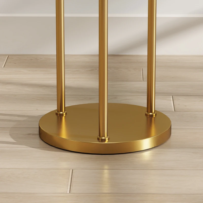 HOMCOM Vloerlamp met plank, 3 glazen kappen en glazen tafel, 177 cm, goud