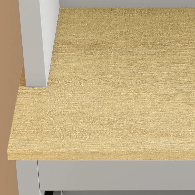HOMCOM Voorraadkast met open werkblad en kabeldoorvoer, keukenbuffet met glazen deuren, grijs, 180 cm