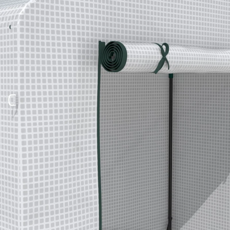 Outsunny Serre de Jardin PE avec Étagères 2 Niveaux, Bâche Renforcée 140 g/m², Porte Zippée Enroulable, 143x73x195cm, Blanc