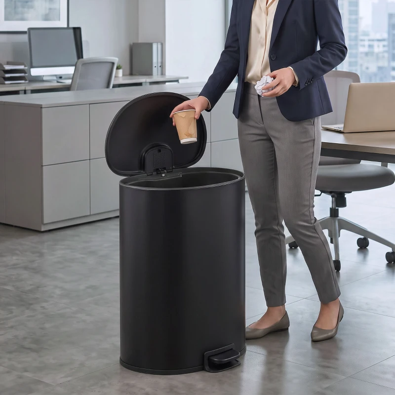 HOMCOM 40 L keuken-pedaalemmer met soft-close, open-blijfstand, uitneembare binnenemmer en RVS behuizing, zwart