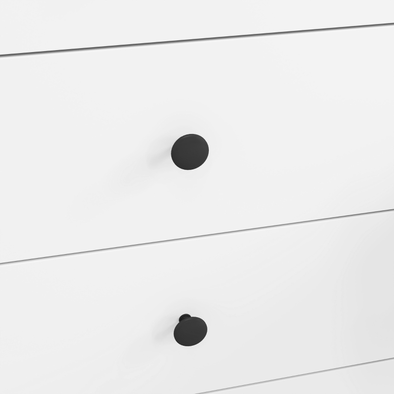HOMCOM Ladekast met 5 lades, met zwarte grepen, voor slaapkamer en woonkamer, 50 x 35 x 90 cm, wit