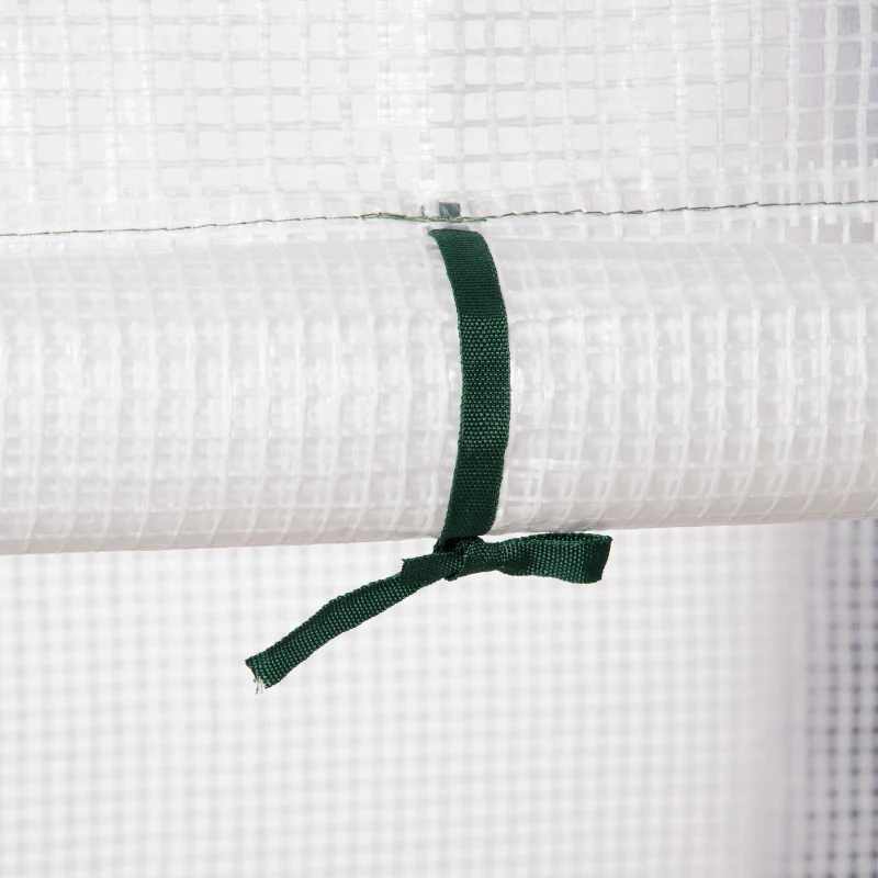 Outsunny Serre de Jardin PE avec Étagères 2 Niveaux, Bâche Renforcée 140 g/m², Porte Zippée Enroulable, 143x73x195cm, Blanc