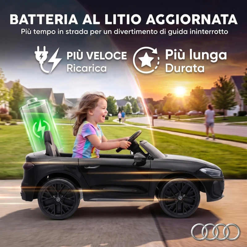 AIYAPLAY Macchina Elettrica per Bambini 12V Audi A5L con Telecomando, Batteria al Litio, 2 Motori, Telecomando, Nero