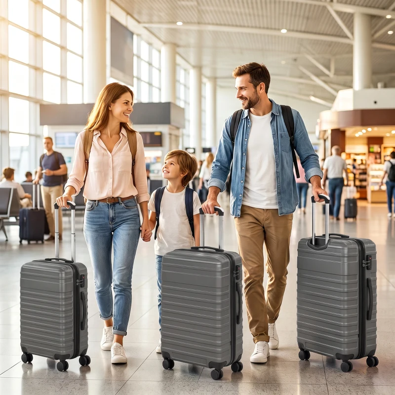 HOMCOM Kofferset, in elkaar opbergbare reiskoffers met TSA-slot en 360°-wielen, 20/24/28 inch, donkergrijs